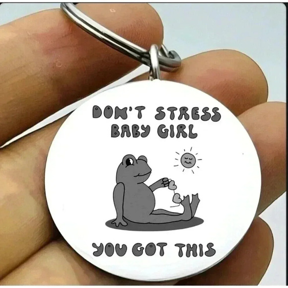 Don't Stress Baby Girl You Got This Heart Frog Hot Inspiration Quote Keychain - Picture 1 of 1